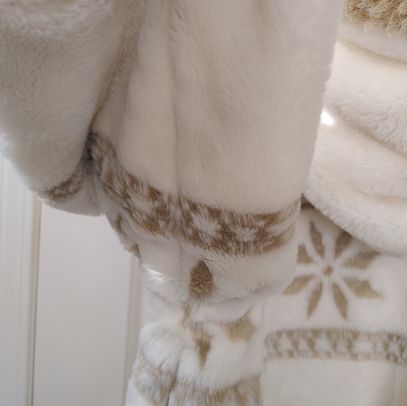 Vintage New York Classics Ivory & Tan Snowflake Faux Fur Coat XL - Picture 14 of 16